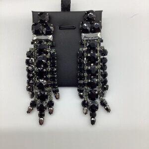 2112.Black Ice Chandelier Earrings – 3.5” EUC